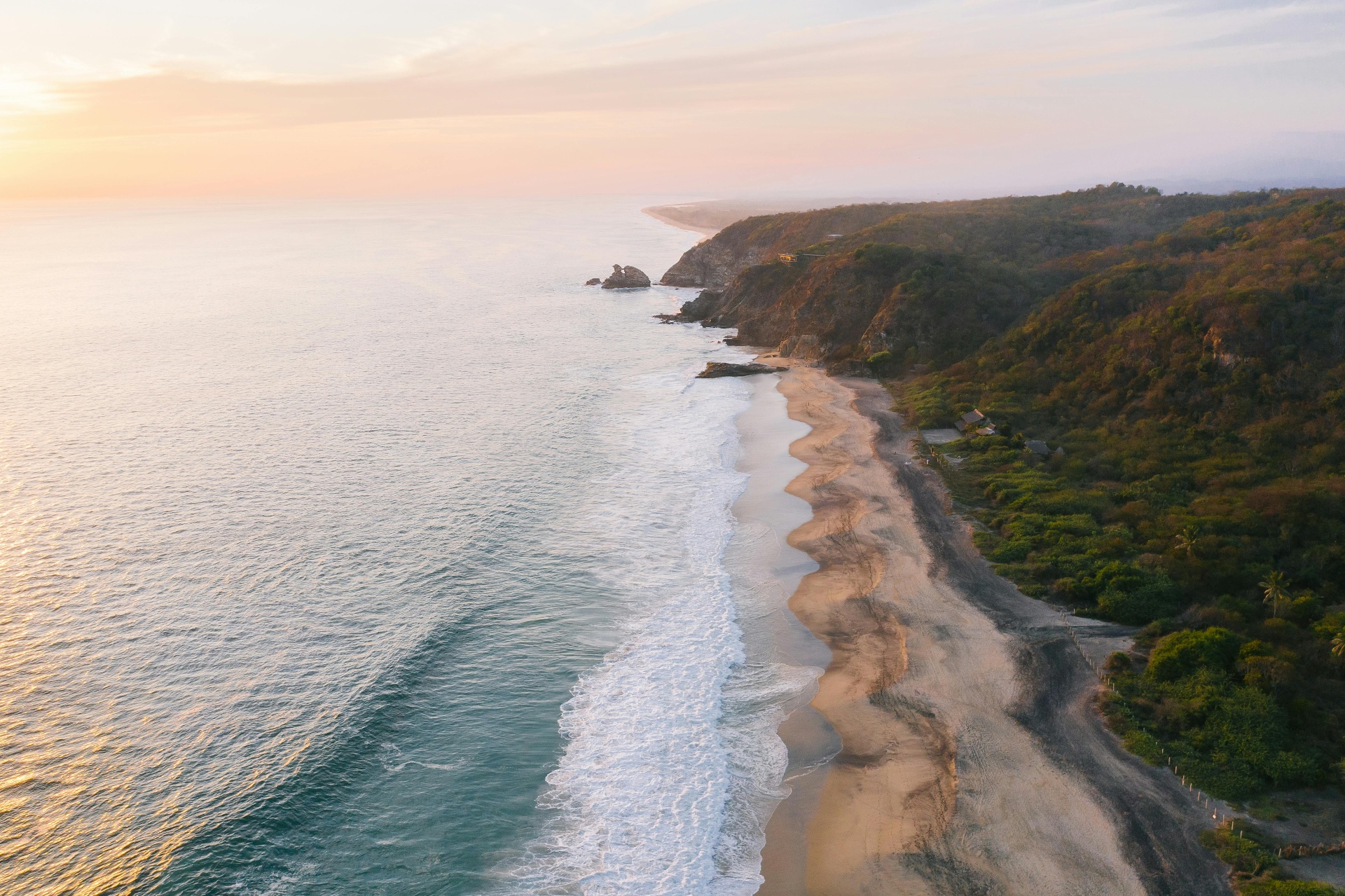 The stunning coastline of Puerto Escondido where our cultural horseback adventures begin